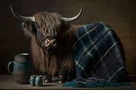 Schotse  Hooglander met kleed | Stilleven van Digitale Schilderijen thumbnail