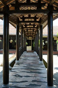 The traditional wooden passageway of a pagoda by Frank Photos
