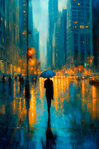 Rainy city evening atmosphere by Poster Art Shop