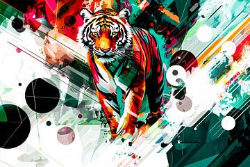 Dynamische abstracte tijger kunst van Art & Soul Creations
