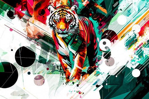 Dynamische abstracte tijger kunst