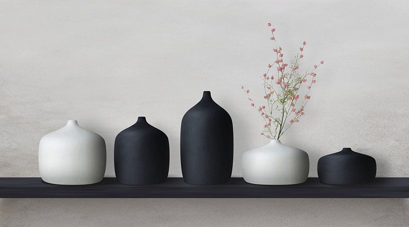 Vases en céramique noir/blanc par Color Square
