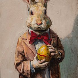 Stylish Easter Bunny with Golden Egg von But First Framing
