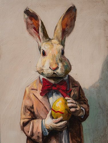 Stylish Easter Bunny with Golden Egg
