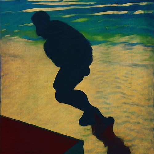 Schaduw van een man bij de zee