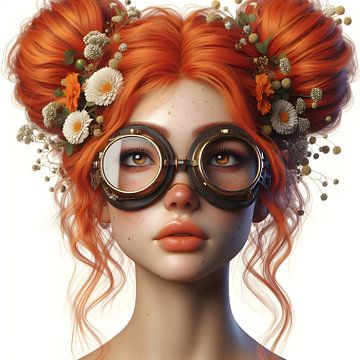 Steampunk bloemenmeisje van Jessica Berendsen