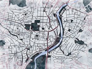 Karte von Jena centrum im stil 'White winter'