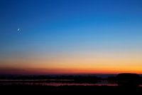 Schemer in de Biesbosch met de maan