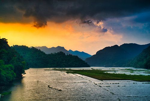 Dark clouds over the jungle of Vietnam