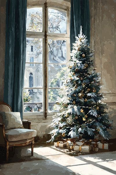 Kerst interieur van Abstract Schilderij