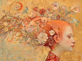 Frau | Verträumte Blüte von Abstraktes Gemälde