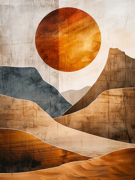 Neutraler Sonnenuntergang über den Bergen von haroulita