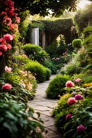 Lush garden with flowers by Art & Soul Creations