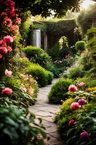 Jardin luxuriant avec des fleurs