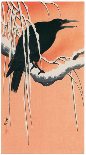 Ohara Koson - Krähe auf verschneitem Ast (bearbeitet)
