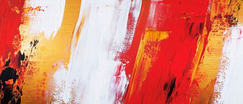 Abstracte kleurenexplosie - rood en goud