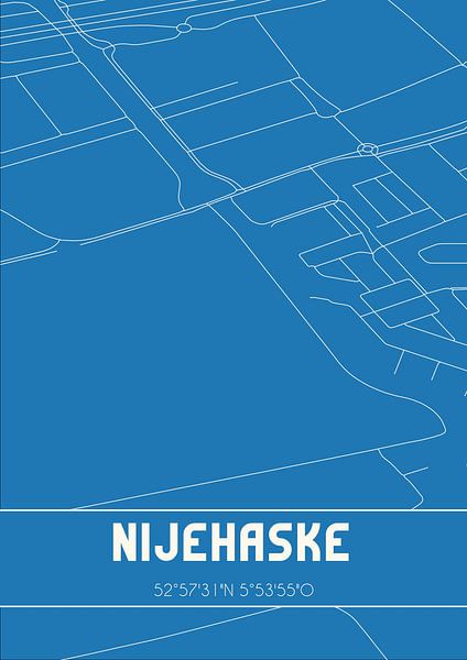 Blueprint | Map | Nijehaske (Fryslan) by Prints of Place