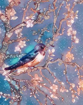 Almond blossom by Vincent van Gogh - swallow by Digital Art Studio