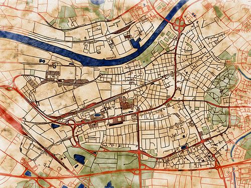 Kaart van Rüsselsheim am Main in de stijl 'Serene Summer'