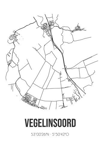 Vegelinsoord (Fryslan) | Karte | Schwarz und Weiß
