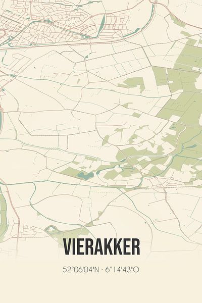 Vintage map of Vierakker (Gelderland) by Prints of Place