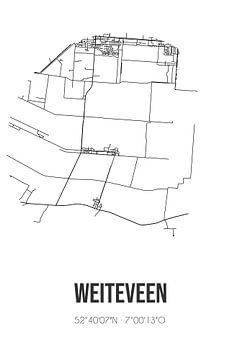 Weiteveen (Drenthe) | Carte | Noir et blanc sur Rezona