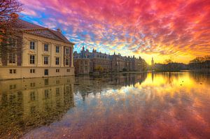 Mauritshuis et Binnenhof lors d'un magnifique coucher de soleil à La Haye
