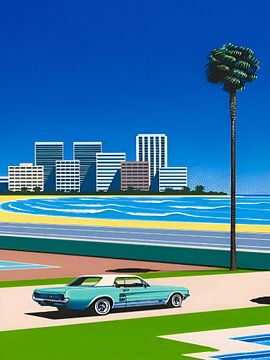 Hiroshi Nagai - Dampgolf City Pop van Timeless Artworks