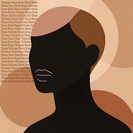 Abstraktes Frauenporträt mit Worten von FoXo Art