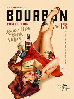 Babes of Bourbon Vol 13 Rum trinkendes Pinup Girl Kunst