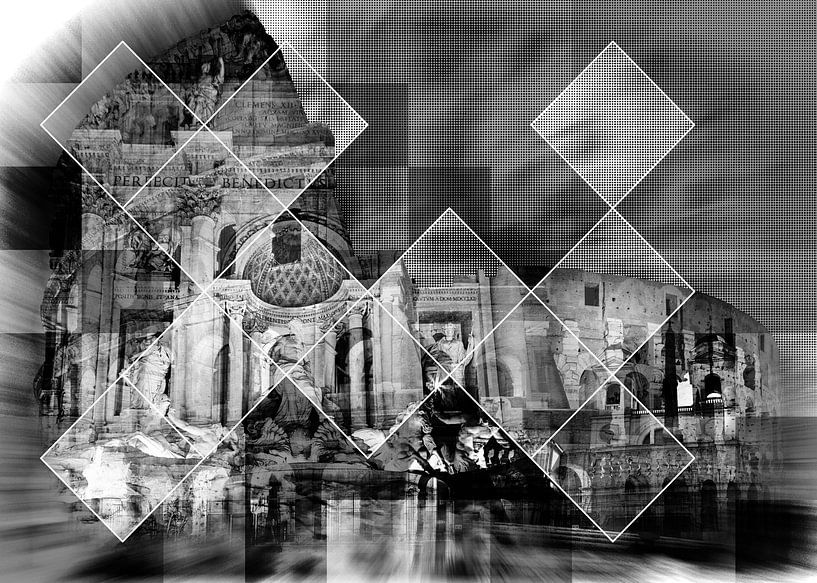 Digital Art - Trevi Fountain, Colosseum and Spanish Steps, Rome by berbaden photography