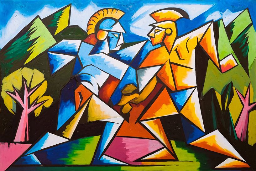 Abstract gladiator fight artwork by Art & Soul Creations
