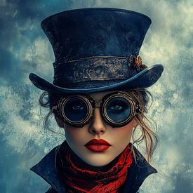 Digitales Porträt, Steampunk Queen in Blue Nr.2 von Studio BB