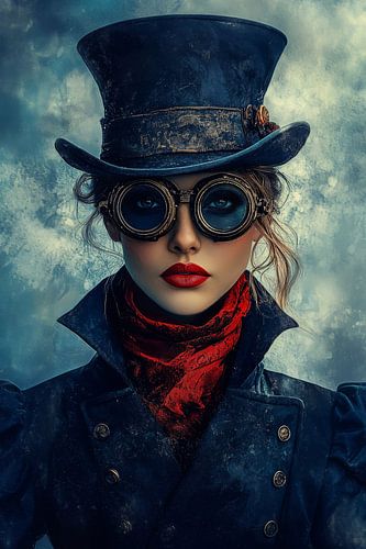 Digitales Porträt, Steampunk Queen in Blue Nr.2 von Studio BB