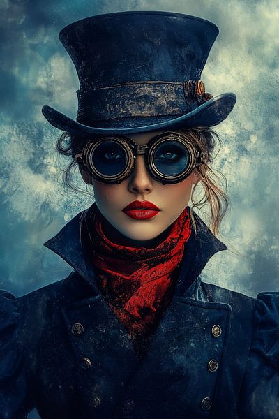 Digitales Porträt, Steampunk Queen in Blue Nr.2 von Studio BB