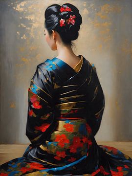 Japanse mysterieuze schoonheid Geisha van Jolique Artista