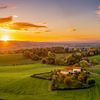 Aerial panorama of sunrise at Schweiberg in southern Limburg by John Kreukniet