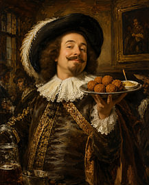 Barocker Herr mit Bitterballen von Peter Pen Zeichnungen und Gemälde