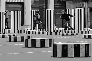 Speelse beweging bij Les Colonnes de Buren