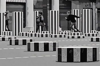 Mouvement ludique aux Colonnes de Buren