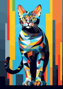 Chat Animal WPAP Pop Art Color Style sur Qreative