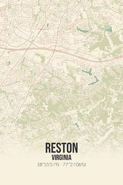 Vintage landkaart van Reston (Virginia), USA. van Rezona