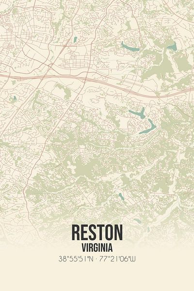 Vintage map of Reston (Virginia), USA. by Prints of Place