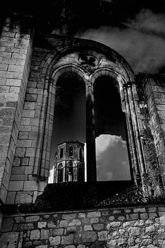 The mystery of Sauve-Majeure Abbey Black and White by Jos Voormolen