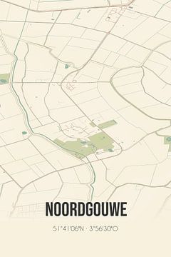 Vieille carte de Noordgouwe (Zeeland) sur Rezona