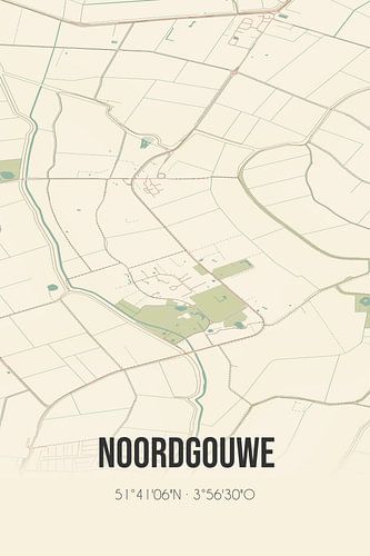 Vintage landkaart van Noordgouwe (Zeeland)