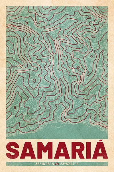 Samariá Gorge | Topographic Map (Retro) by ViaMapia