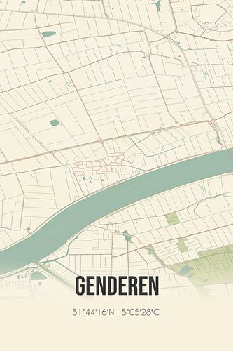 Vintage landkaart van Genderen (Noord-Brabant)