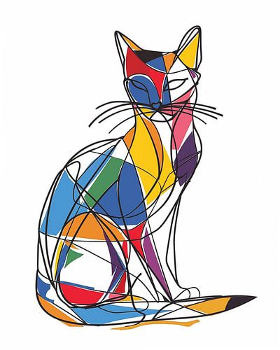 Strichzeichnung einer Katze