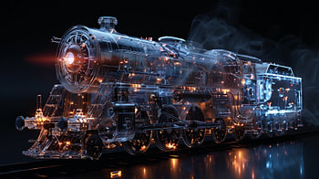 Glazen Locomotief met Mechanische Verlichting